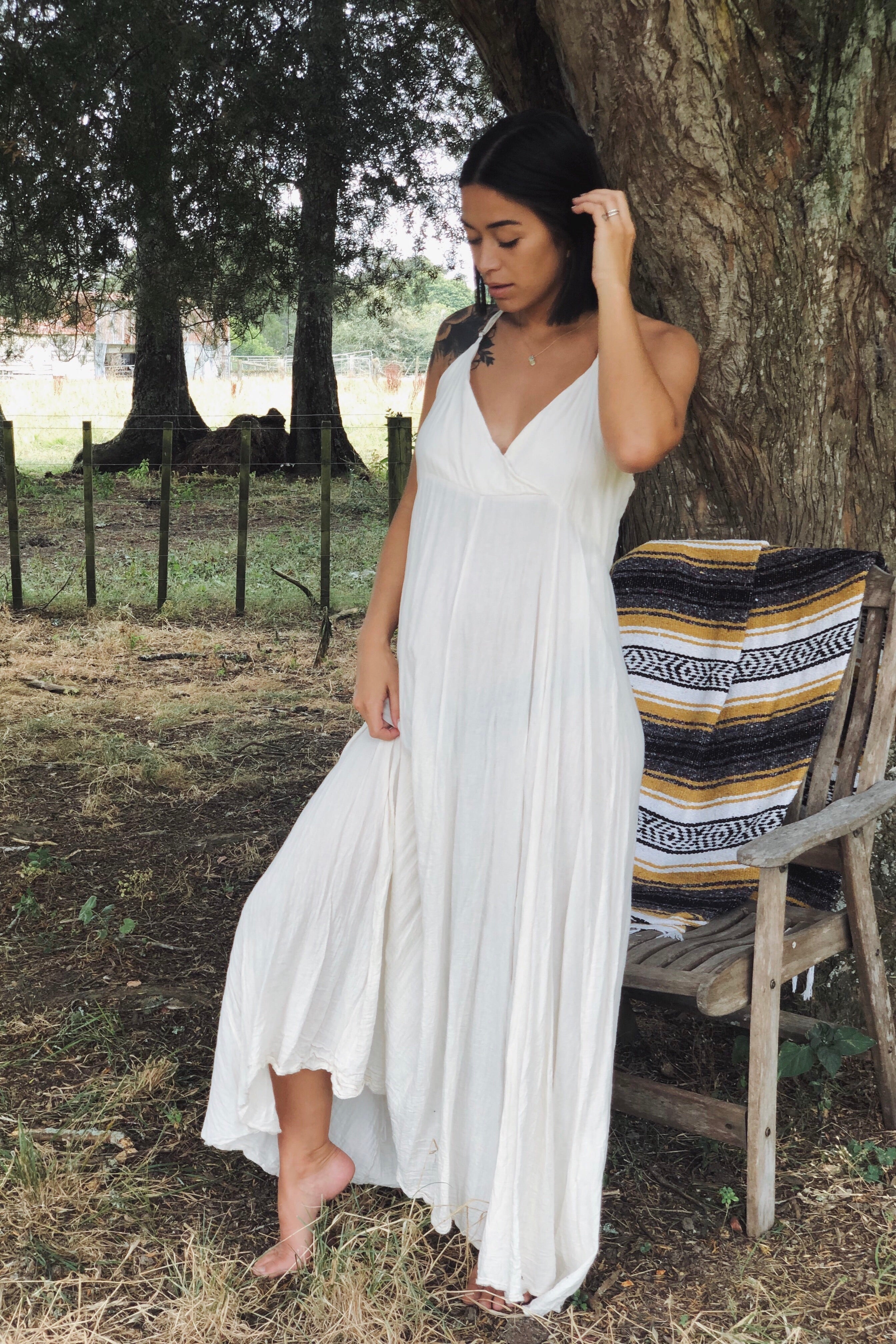 High Neck Full Length Dress with Slit Ocean Blue Plus Size