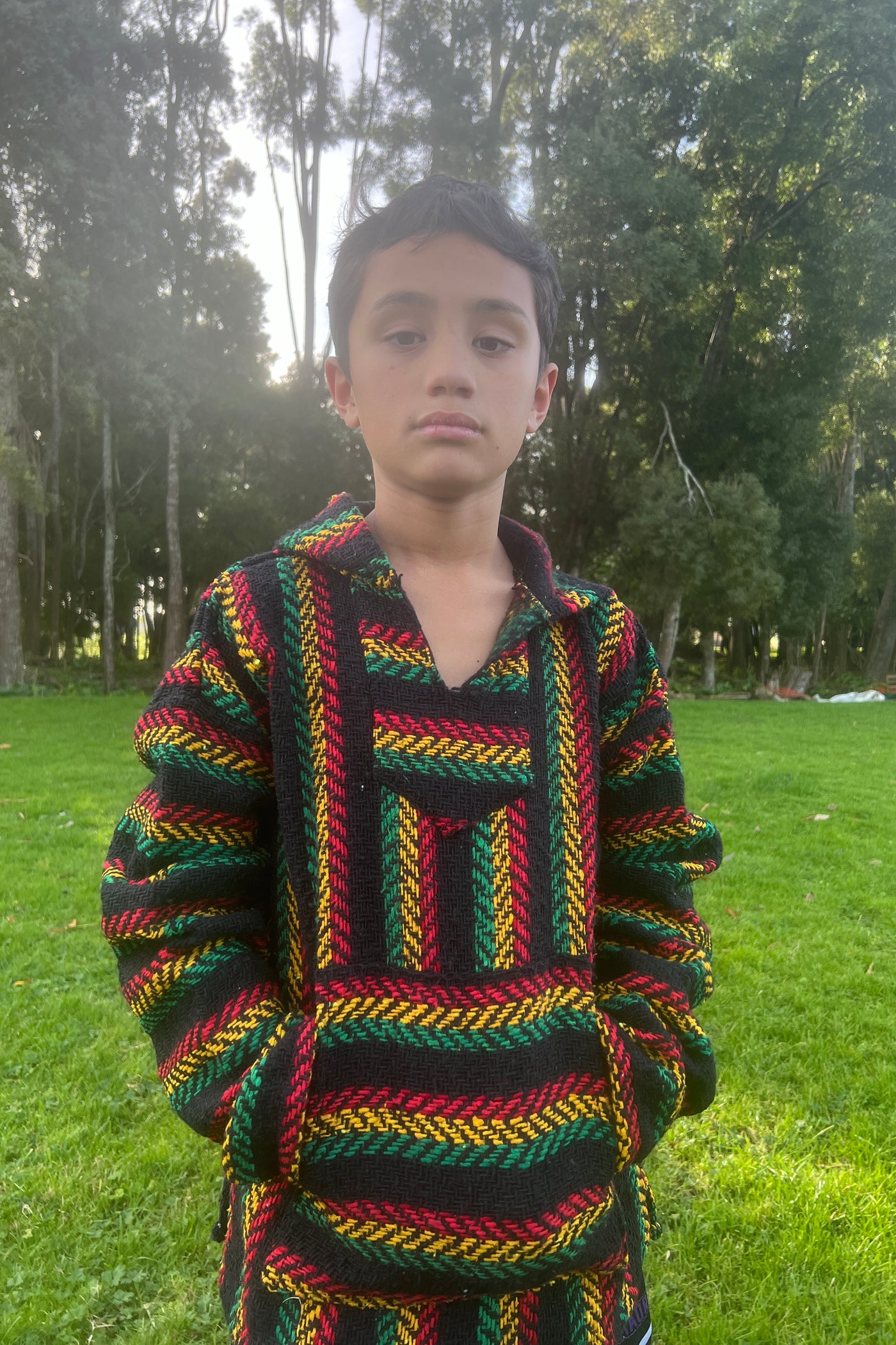 Kids Baja Hoodie - Black Rasta