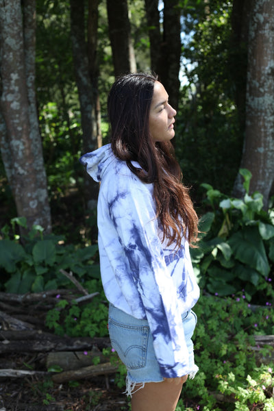 Tie Dye Hoodie - White/ Navy