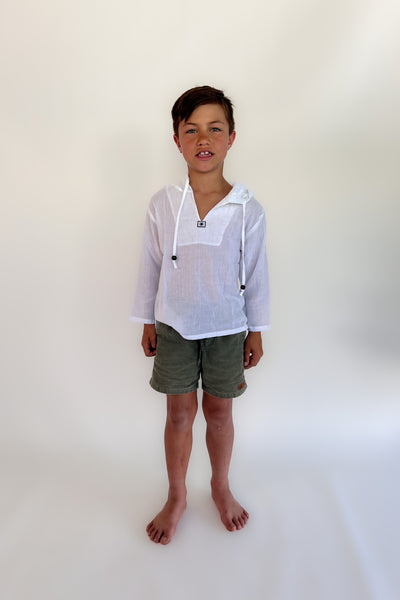 Childrens Cotton Hooded Shirt - Long Sleeve