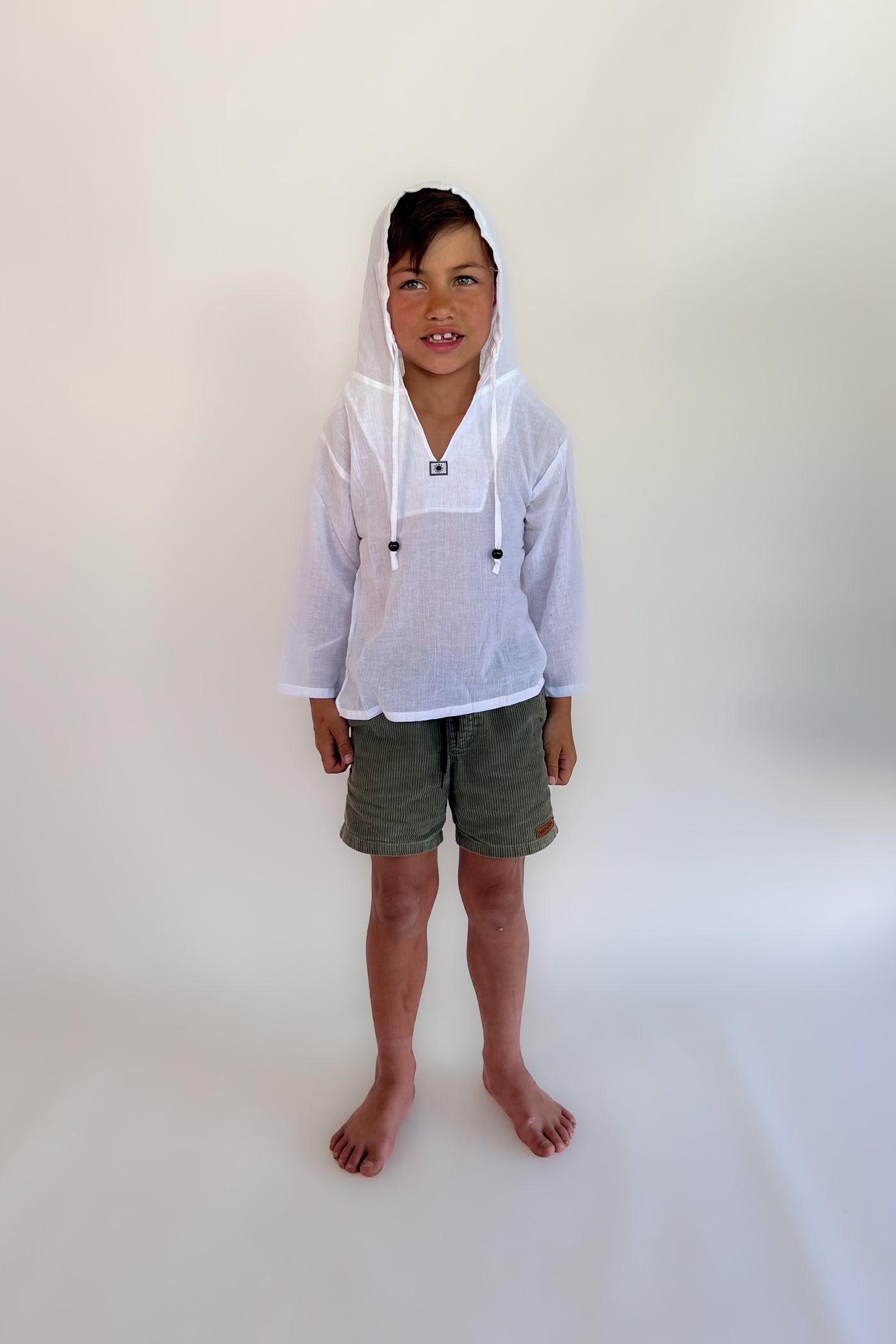 Childrens Cotton Hooded Shirt - Long Sleeve