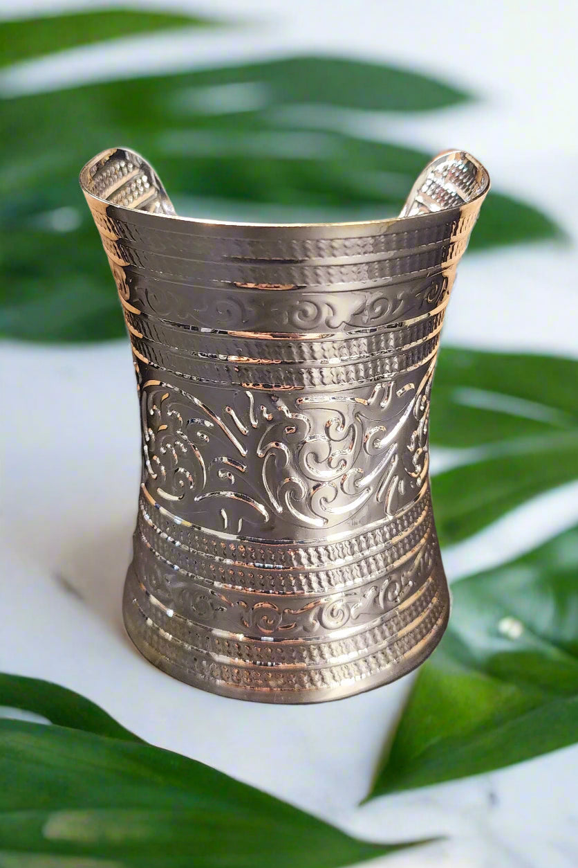 Boho Cuff Bracelet - Silvertone