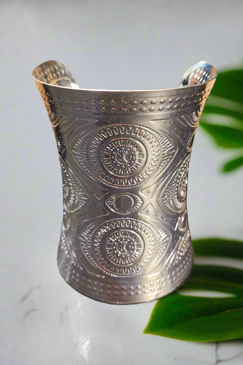 Boho Cuff Bracelet - Silvertone