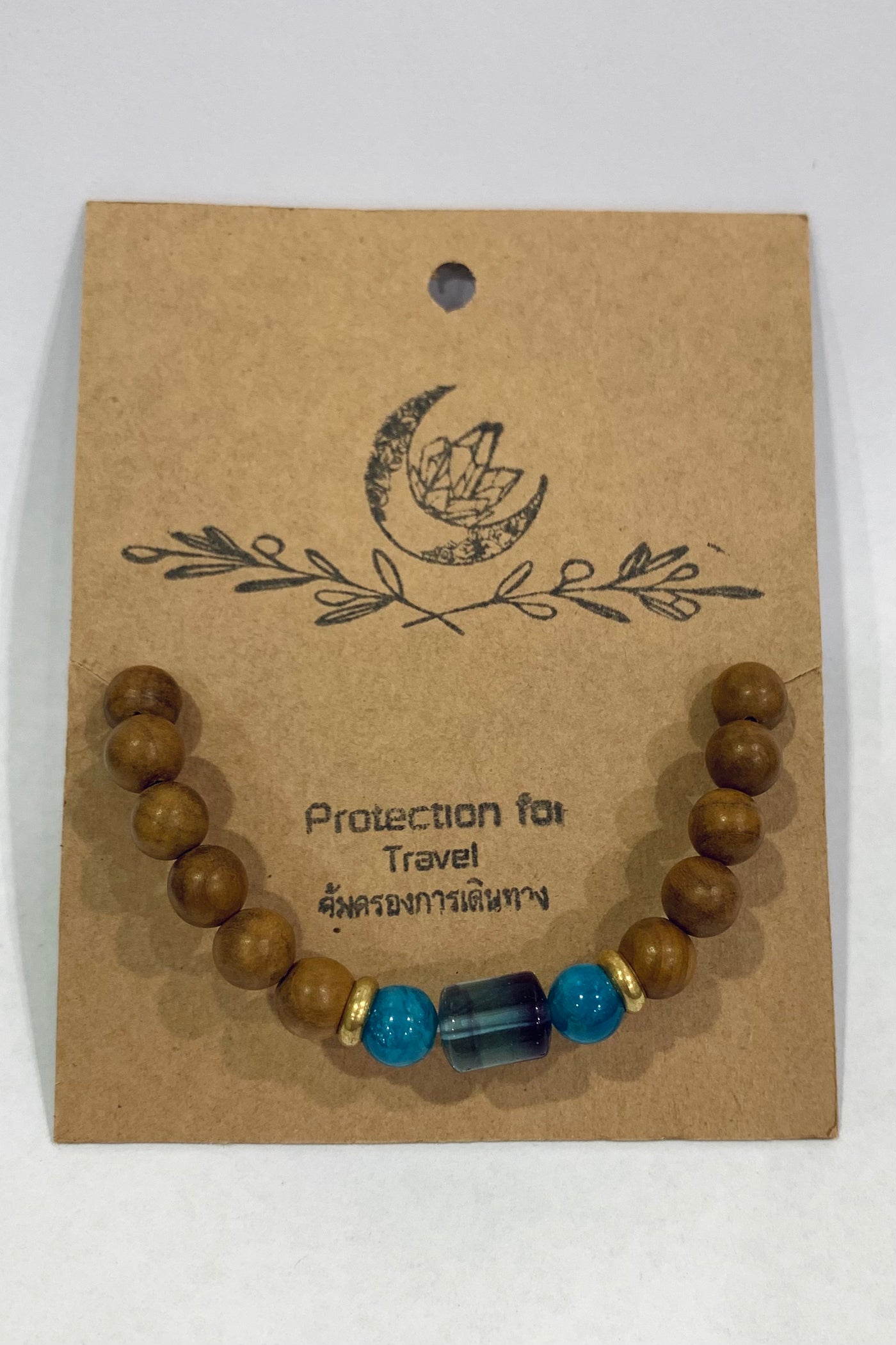 Crystal Affirmation Bracelets-Protect for Travel-Blue