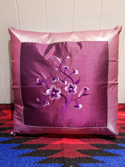 Floral Silk Throw Pillowcase