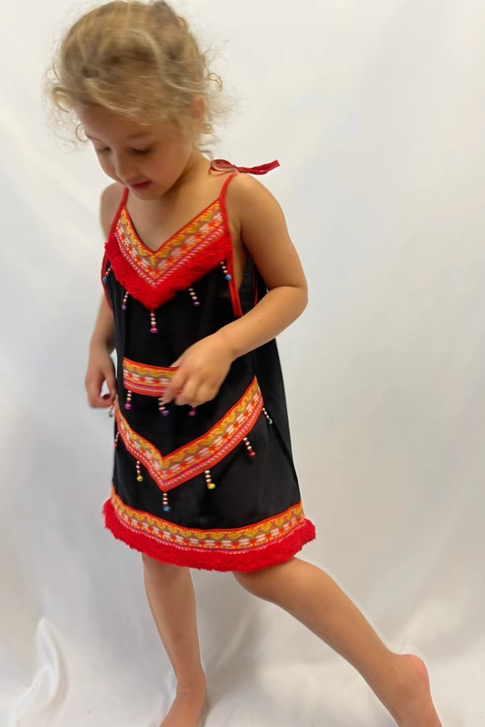 Girls Ethnic Apron Dress