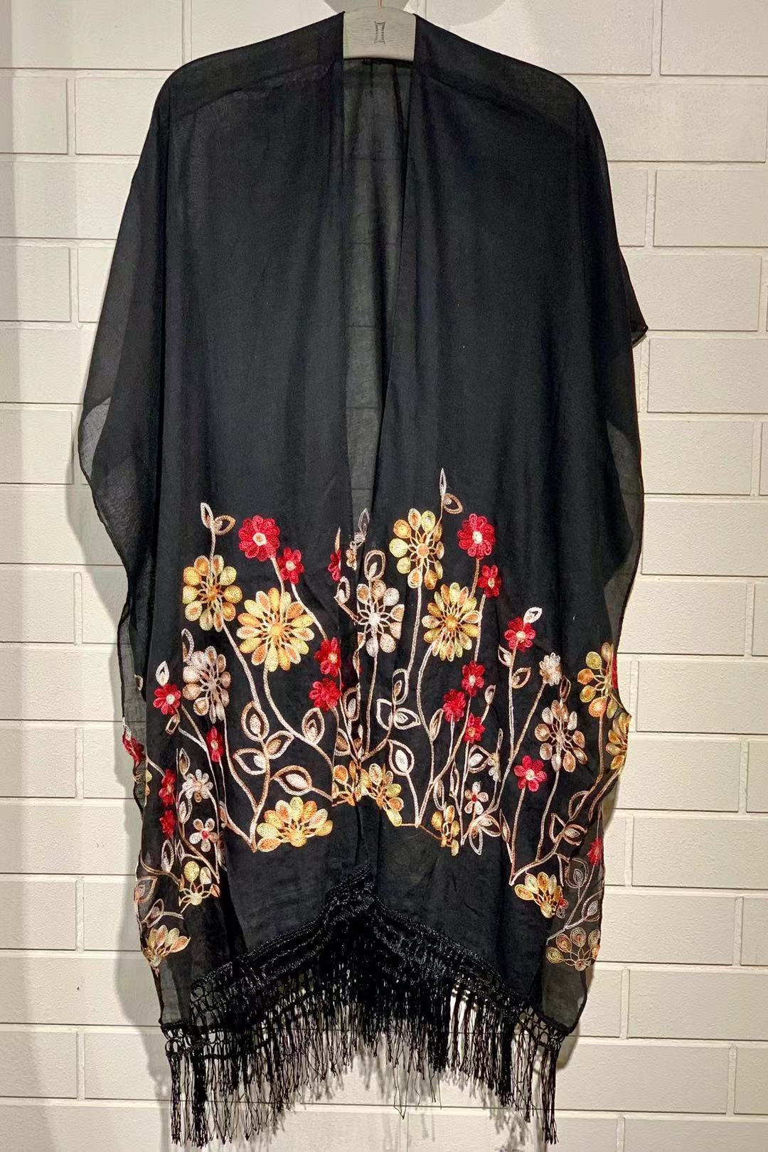 Lily Floral Embroidered Kimono