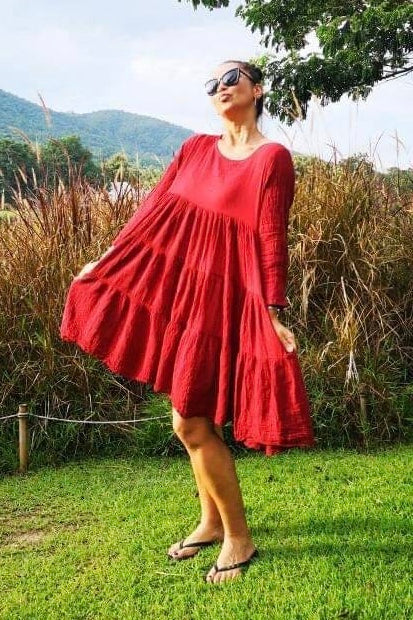 Freedom Babydoll Dress - Red