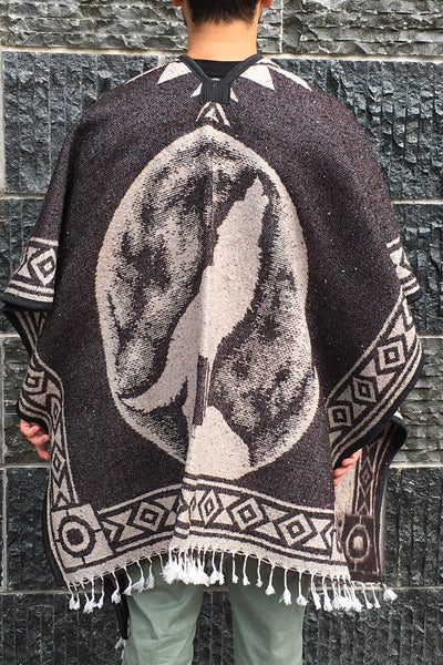 Mexican Blanket Poncho - Howling Wolf