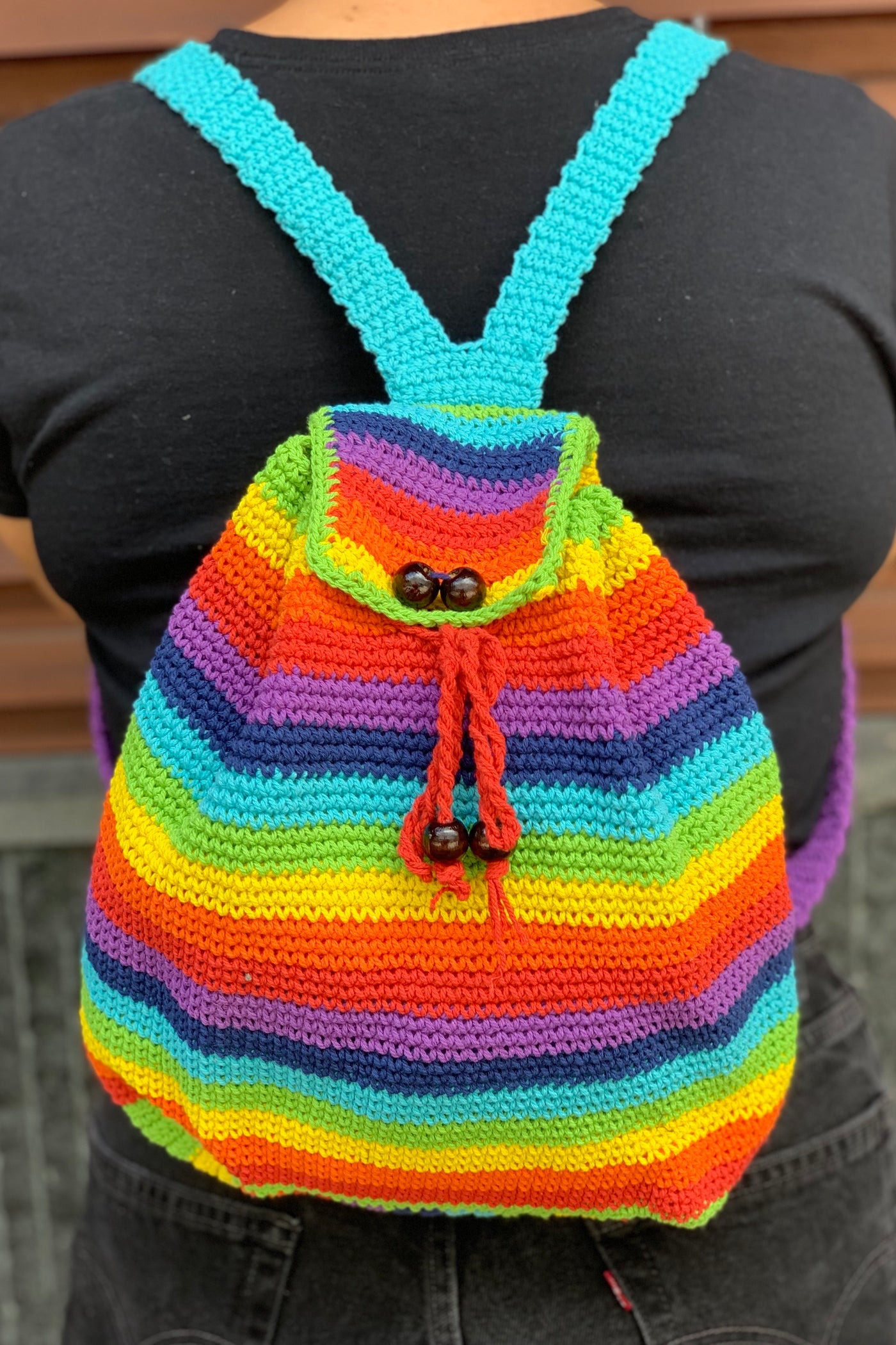 Hand Crocheted Rainbow Backpack
