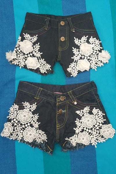 Girls Denim Lace Shorts